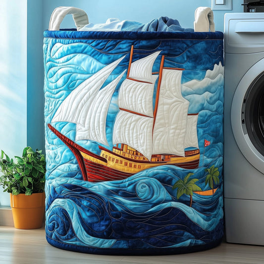 The Sailling Ship Quilted Laundry Basket Tote 0403