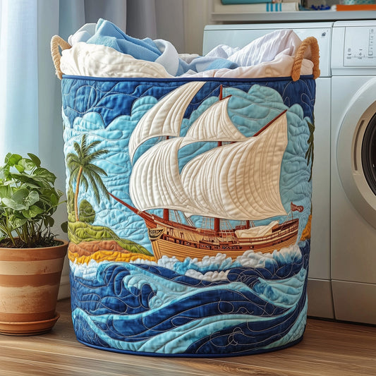 The Sailling Ship Quilted Laundry Basket Tote 0404