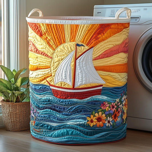 The Sailling Ship Quilted Laundry Basket Tote 0405