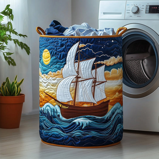The Sailling Ship Quilted Laundry Basket Tote 0406