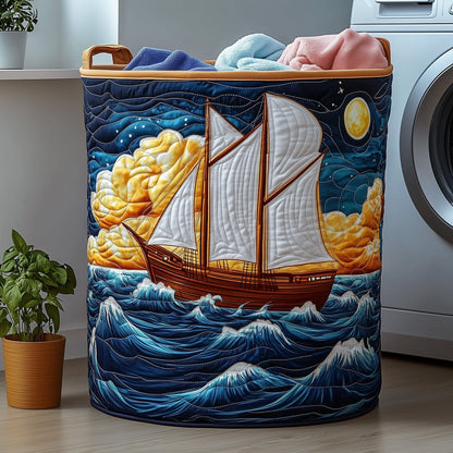 The Sailling Ship Quilted Laundry Basket Tote 0407