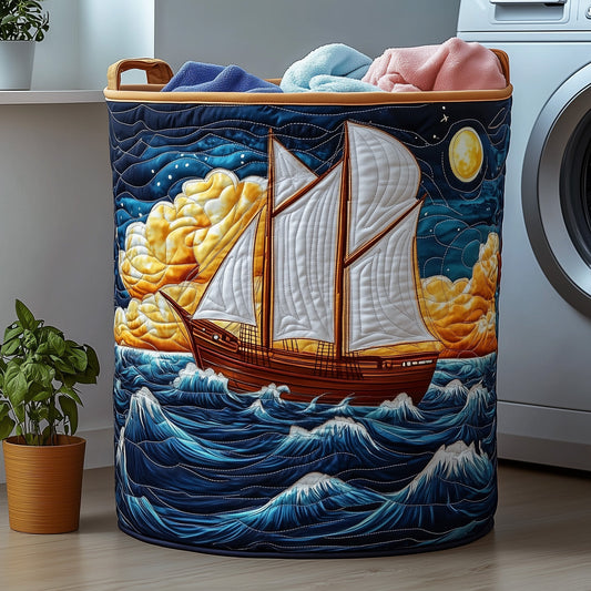 The Sailling Ship Quilted Laundry Basket Tote 0407