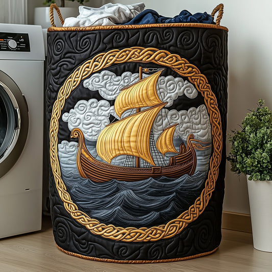 The Sailling Ship Quilted Laundry Basket Tote 0408