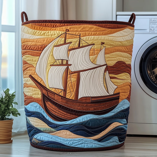 The Sailling Ship Quilted Laundry Basket Tote 0409