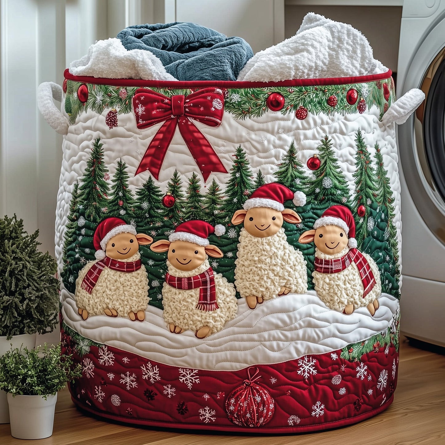 Christmas Sheep Heaven Quilted Tote