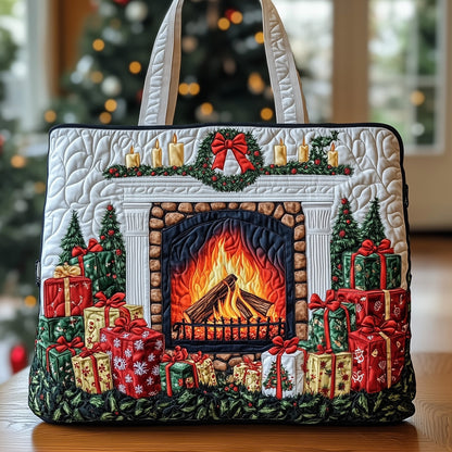 Christmas Fireplace Scene Tote Bag