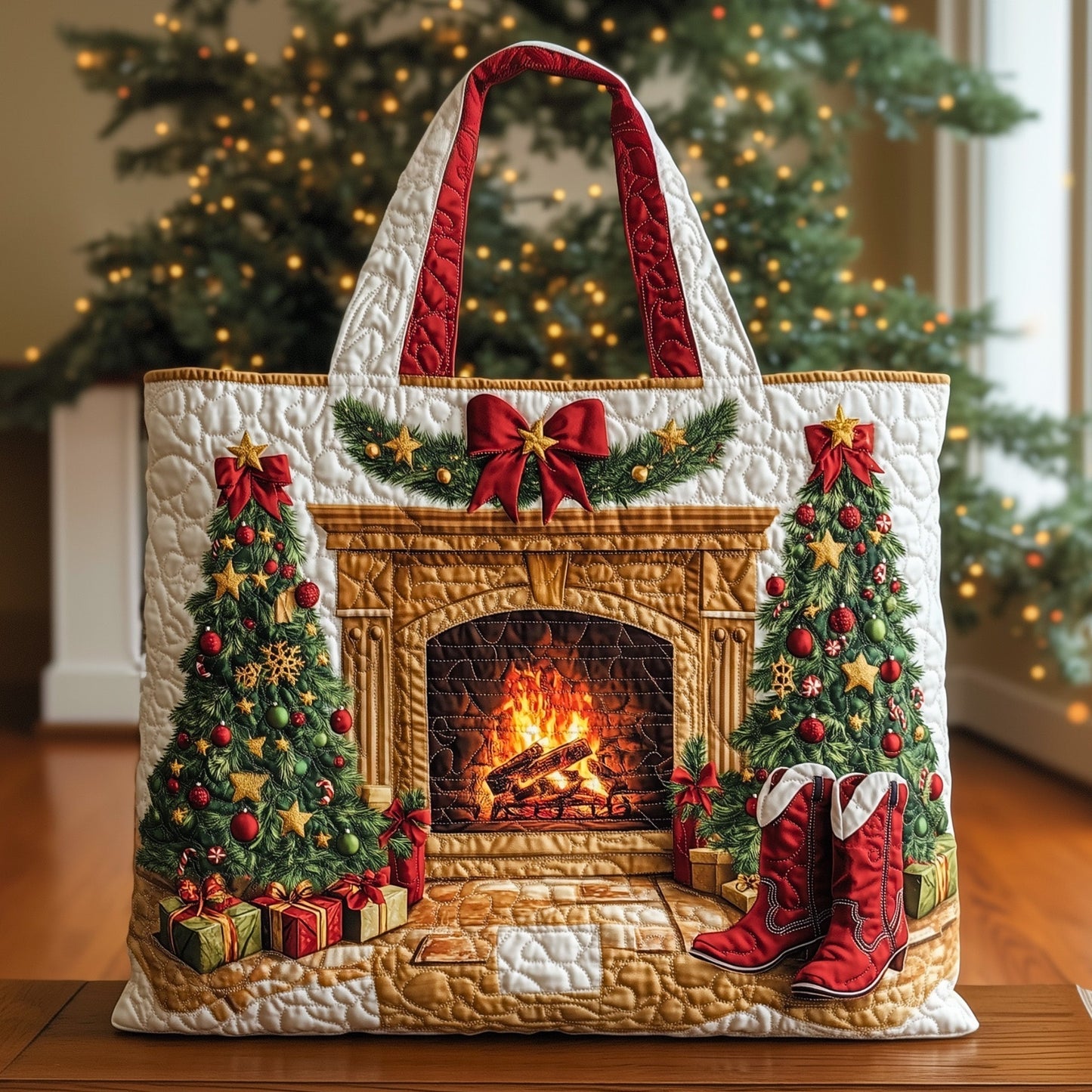 Everyday Fireplace Quilted Tote Bag