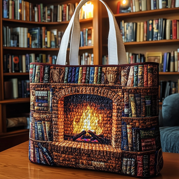 Everyday Fireplace Books Quilted Tote