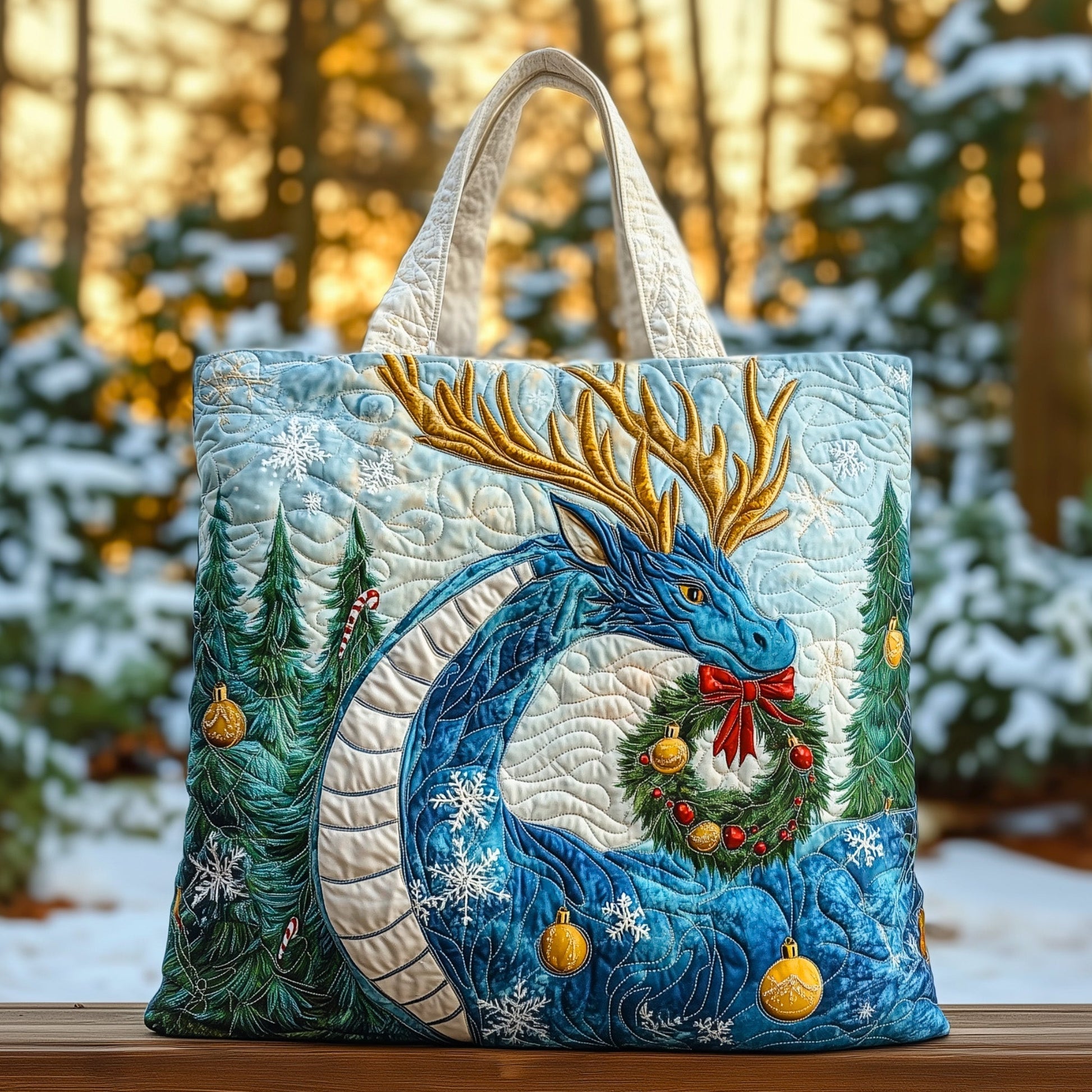 The Winter Dragon Quilted Tote