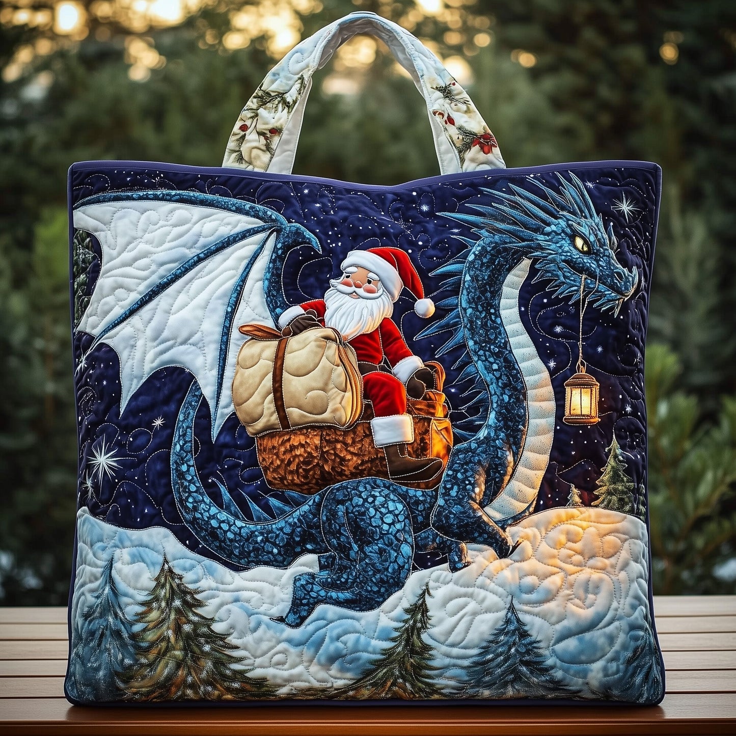 Everyday Santa Dragon Quilted Tote