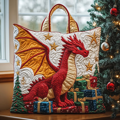 Red Dragon Christmas Quilted Tote