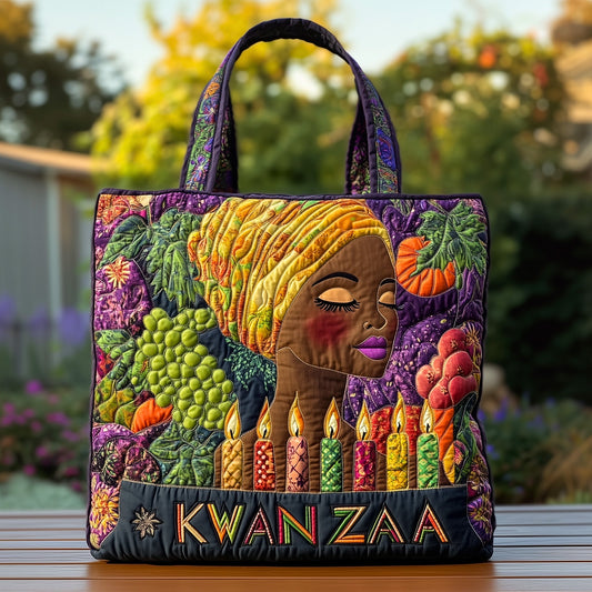 African Woman Candles Quilted Tote