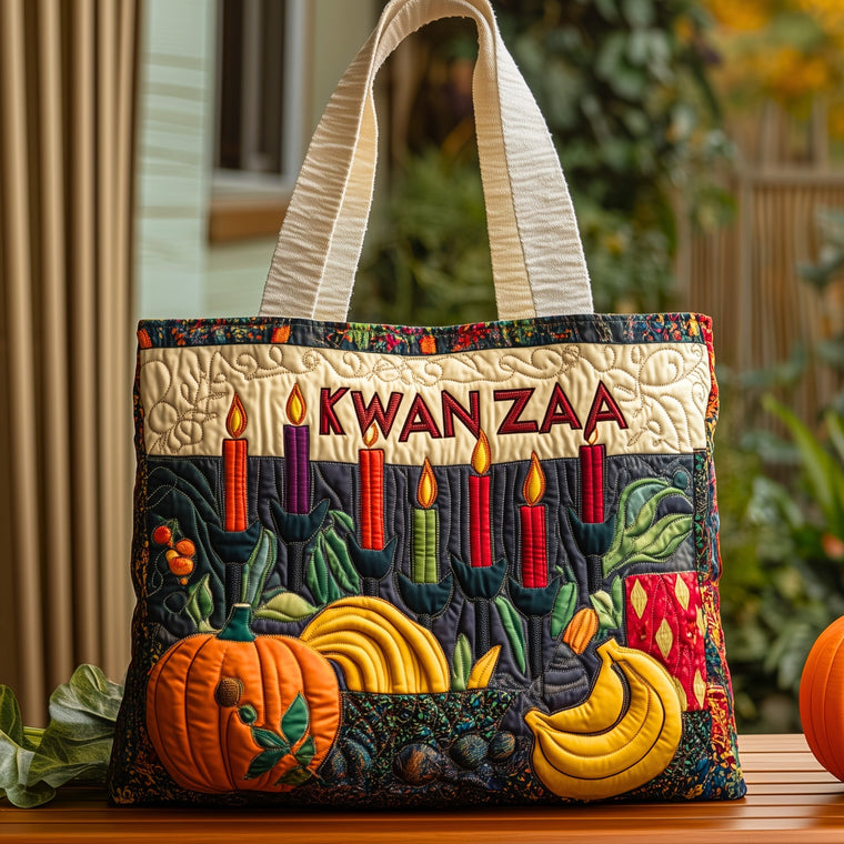 Kwanzaa Candles Harvest Quilted Tote