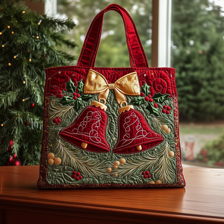 Christmas Bells Bow Tote Bag