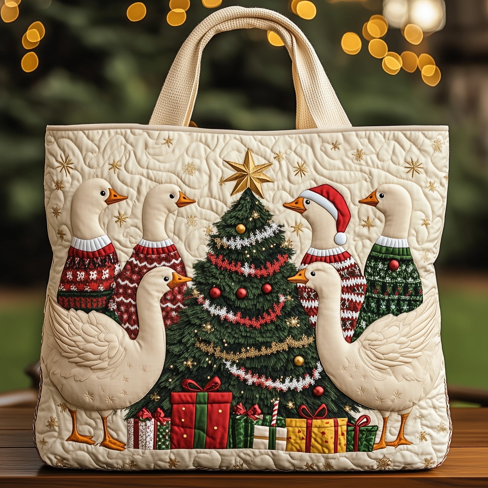 Christmas Geese Tree Tote Bag