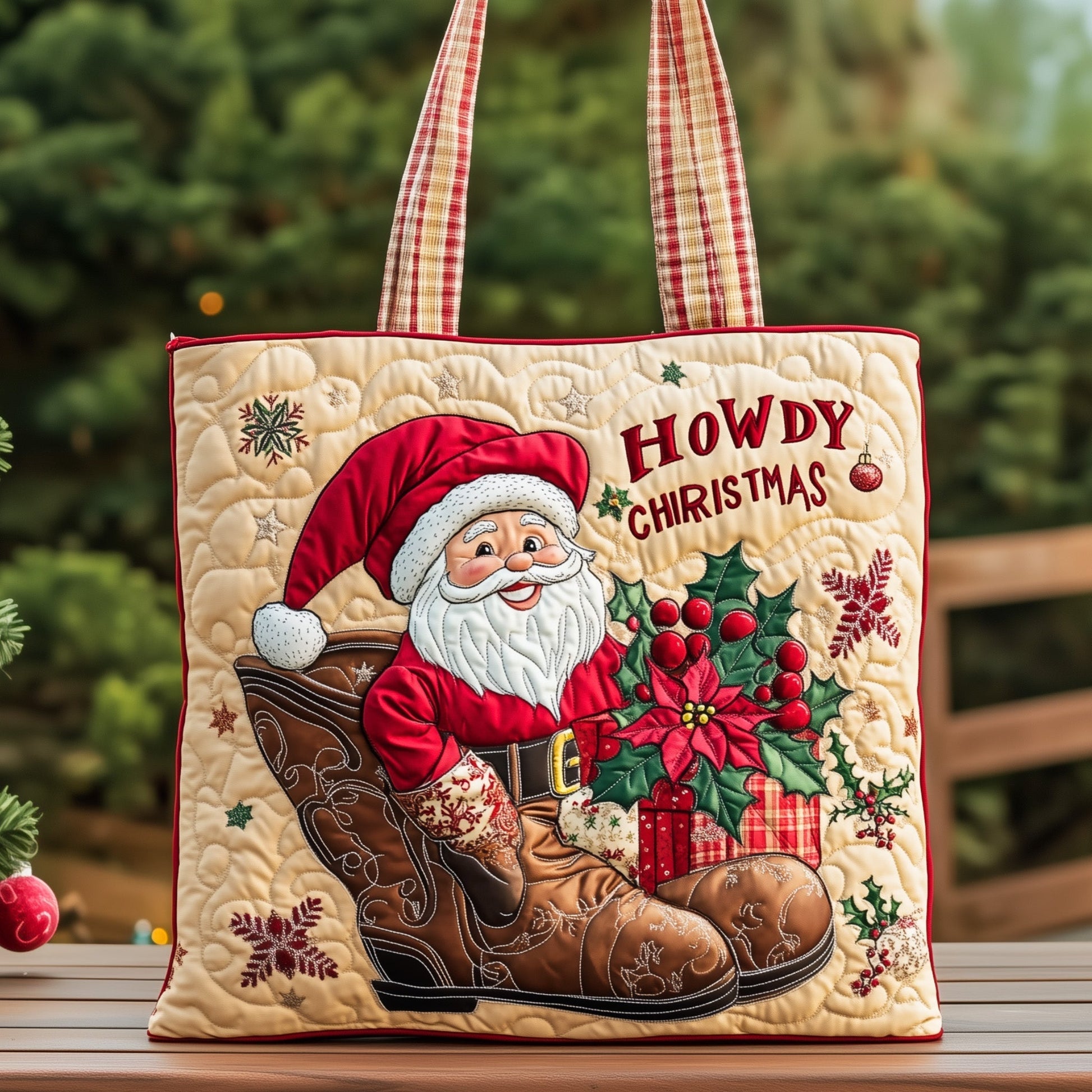 Santa Claus Christmas Quilted Tote