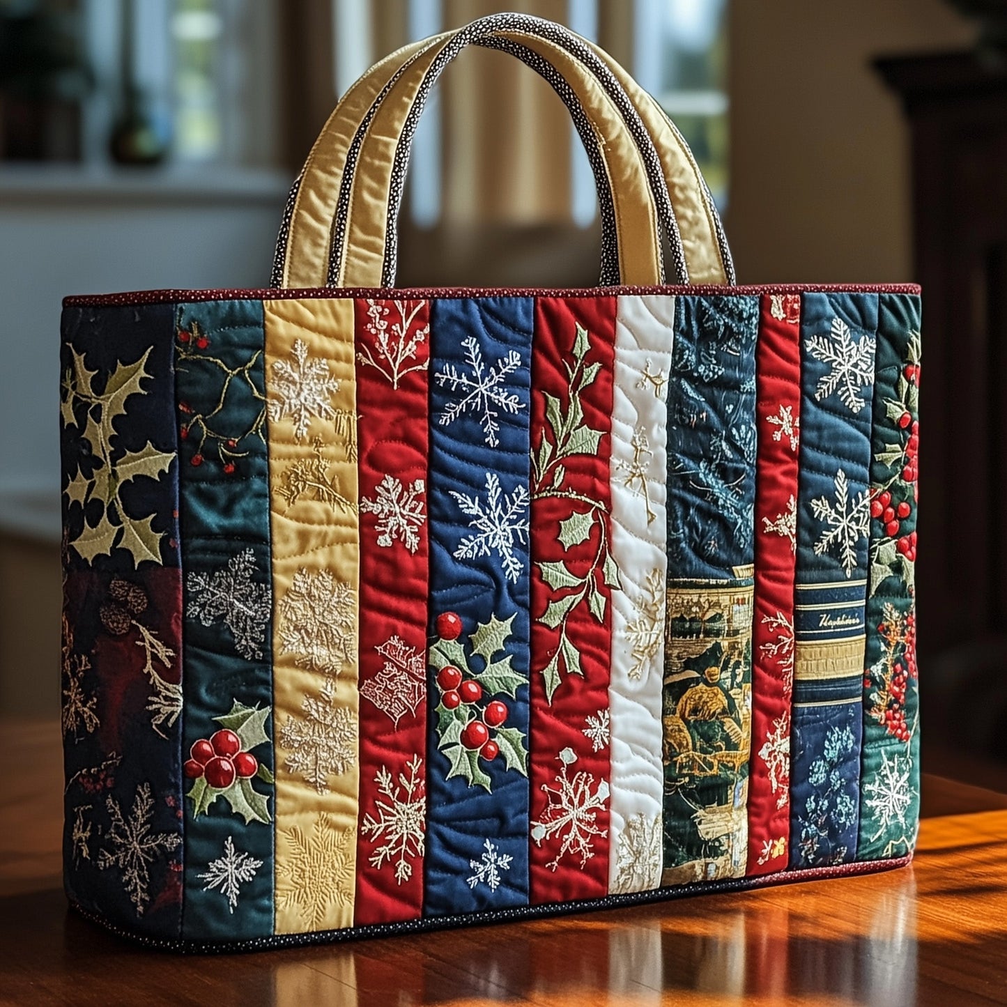 Books Holiday Embroidery Tote Bag