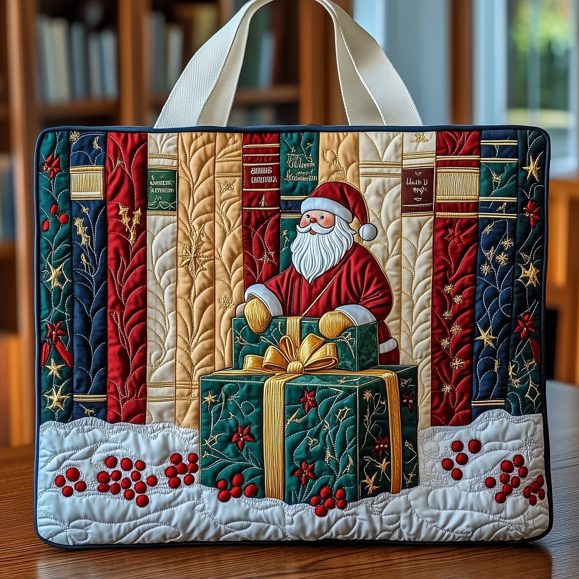 Everyday Santa Books Quilted Tote