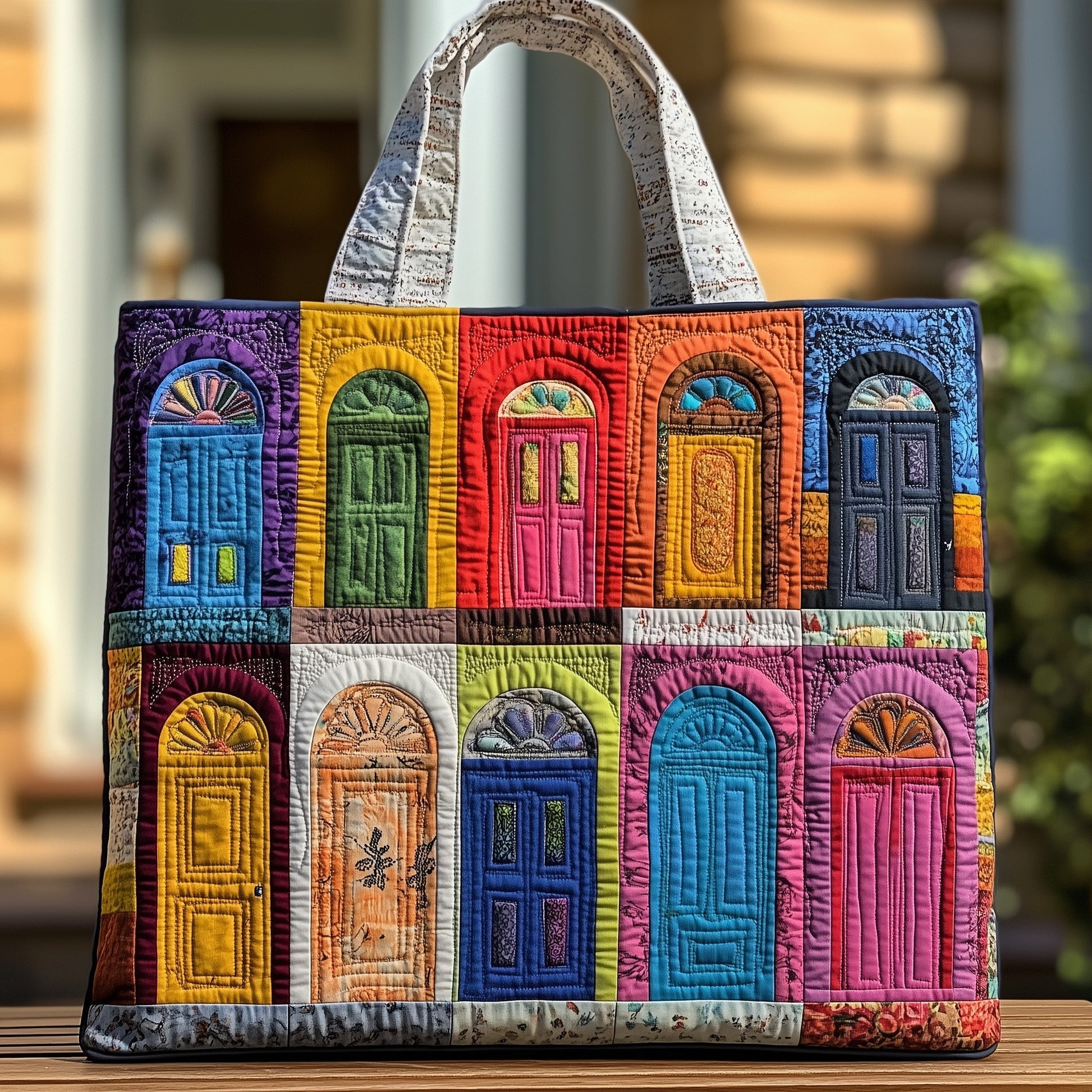 Everyday Colorful Doors Quilted Tote