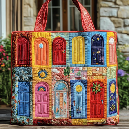 Colorful Doors Patchwork Quilted Tote