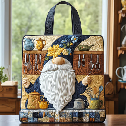 Holiday Gnome Illustration Quilted Tote