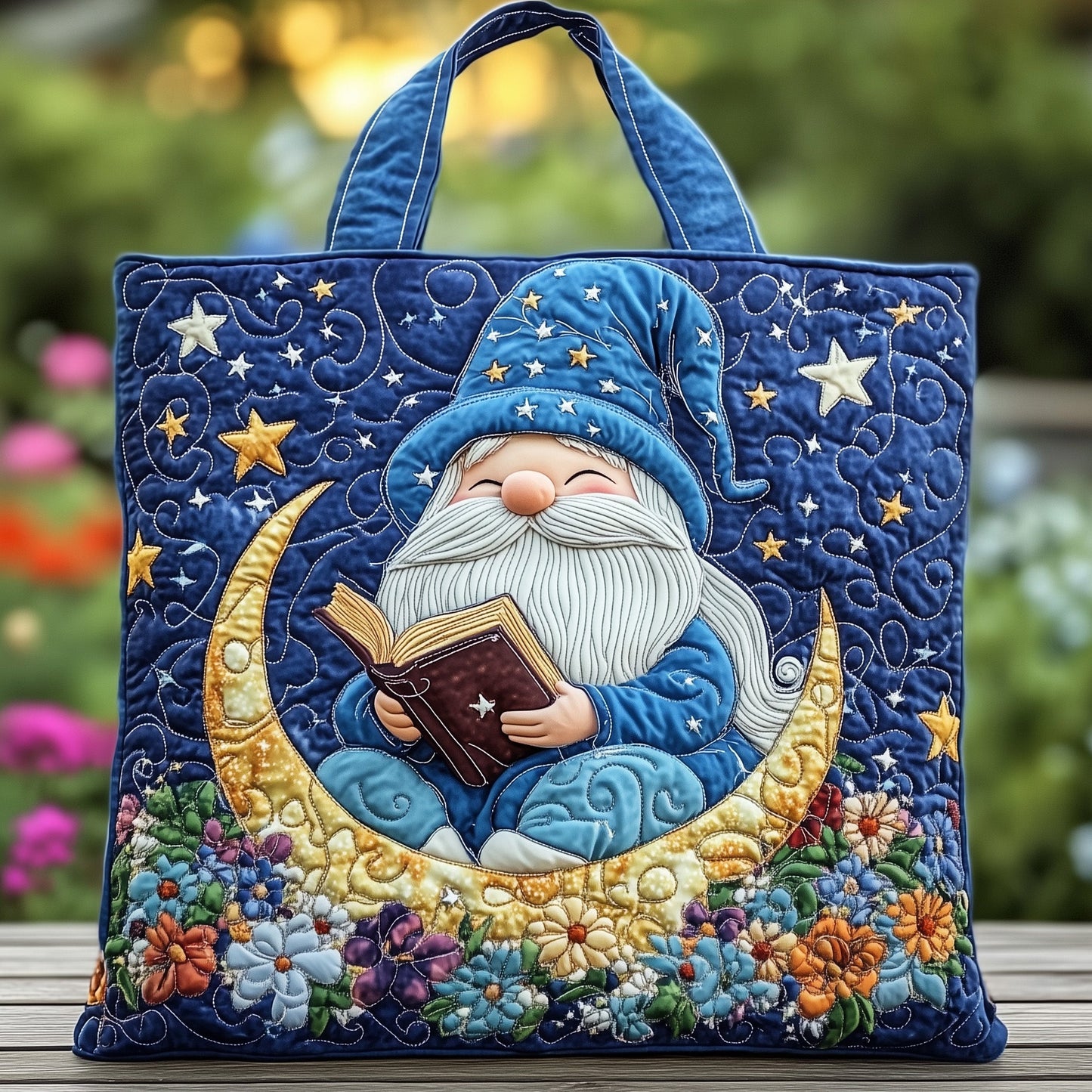 Festive Gnome Stars Quilted Tote