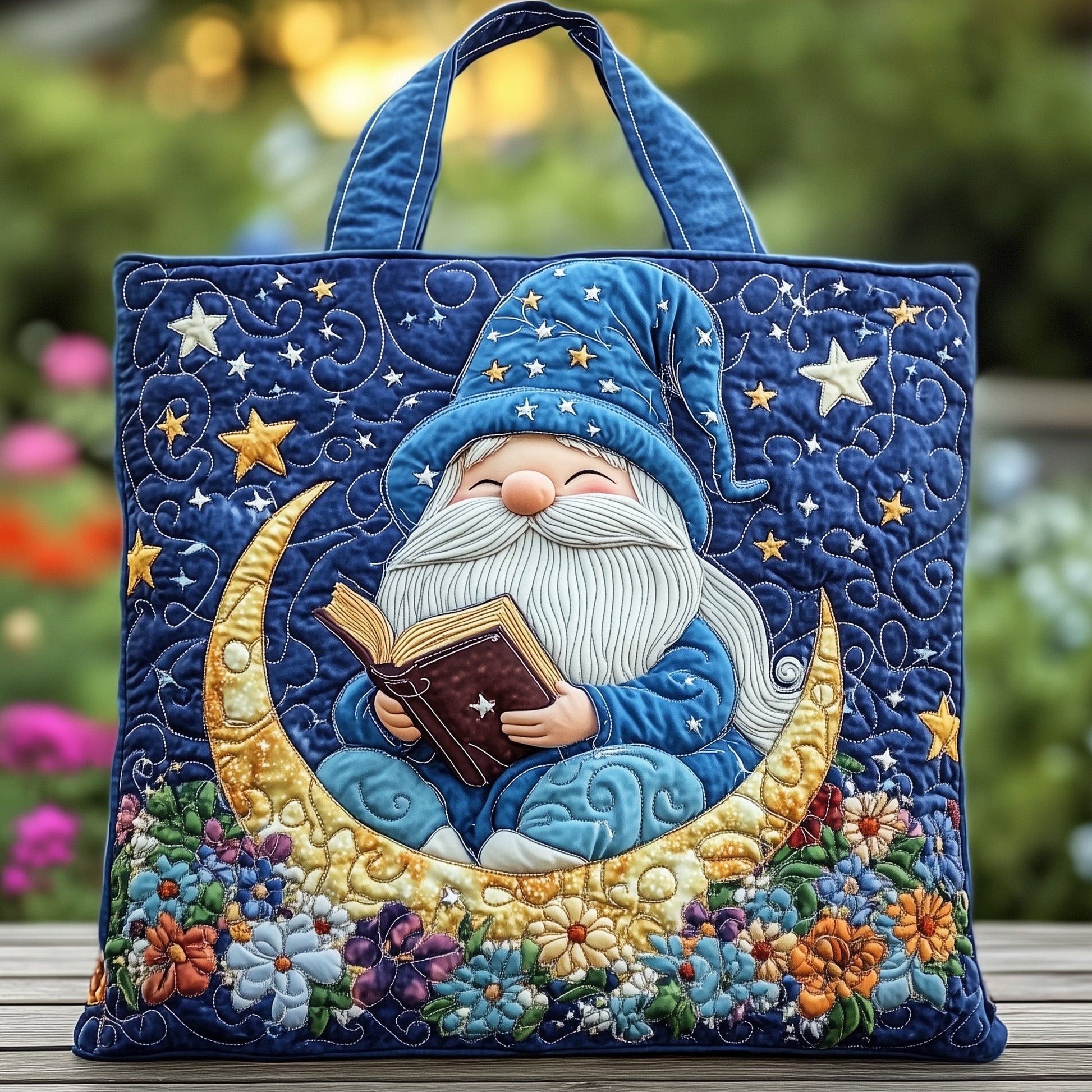 Festive Gnome Stars Quilted Tote