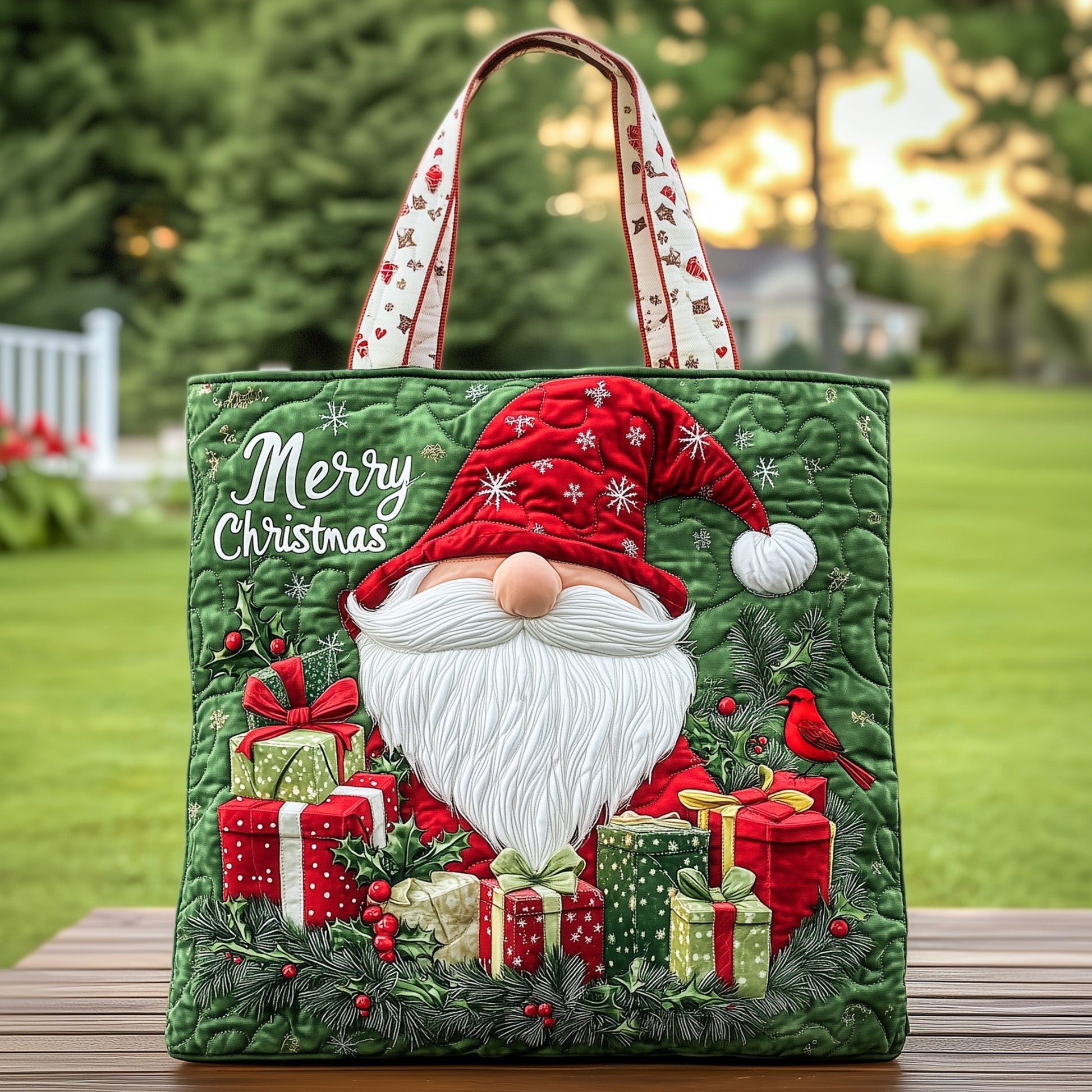 Everyday Christmas Gnome Quilted Tote