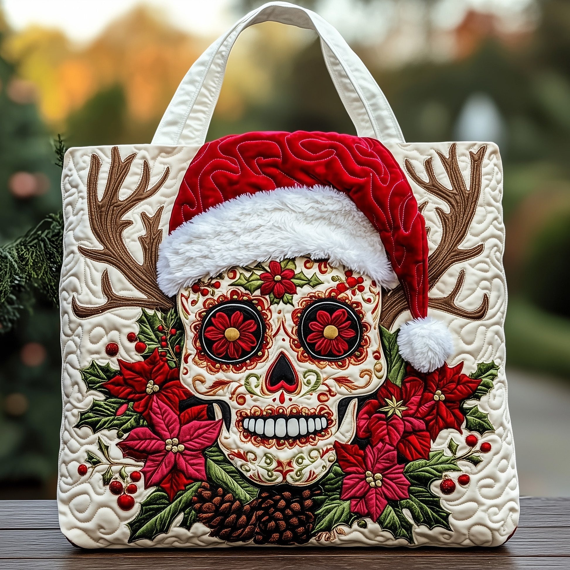 Sugar Skull Christmas Tote Bag