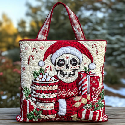 Everyday Christmas Skull Quilted Tote
