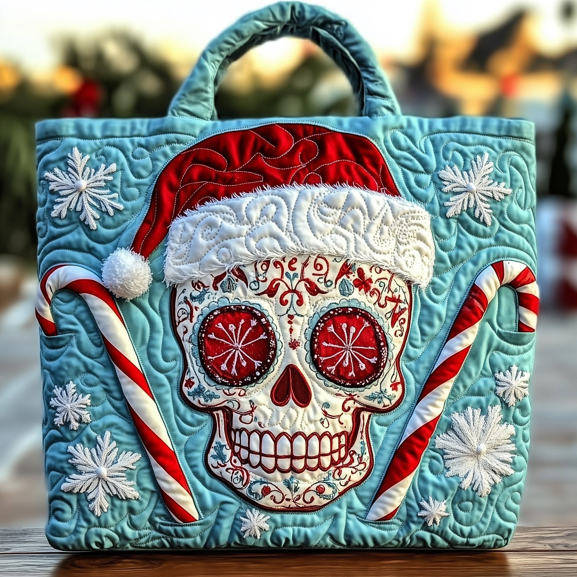 Festive Sugar Skull Quilted Tote