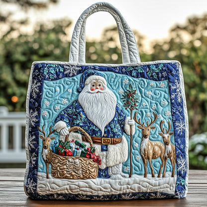 Santa Claus Winter Scene Quilted Tote