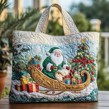 Santa Claus Christmas Scene Quilted Tote