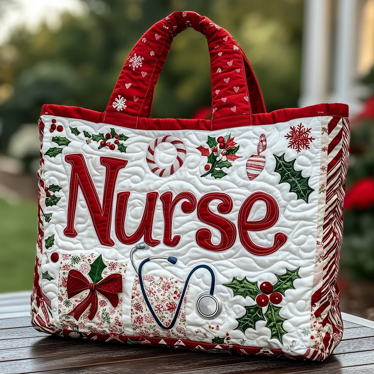 Holiday Nurse Theme Quilted Tote