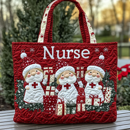 Christmas Nurse Characters Quilted Tote