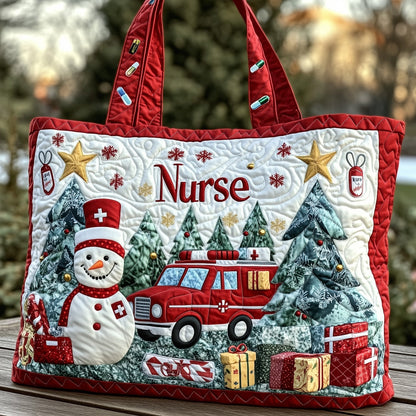 Nurse Snowman Christmas Quilted Tote