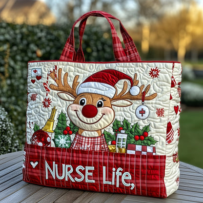Festive Nurse Life Quilted Tote