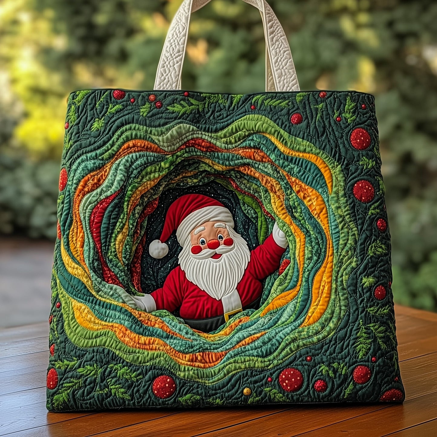 Santa Holiday Magic Quilted Tote