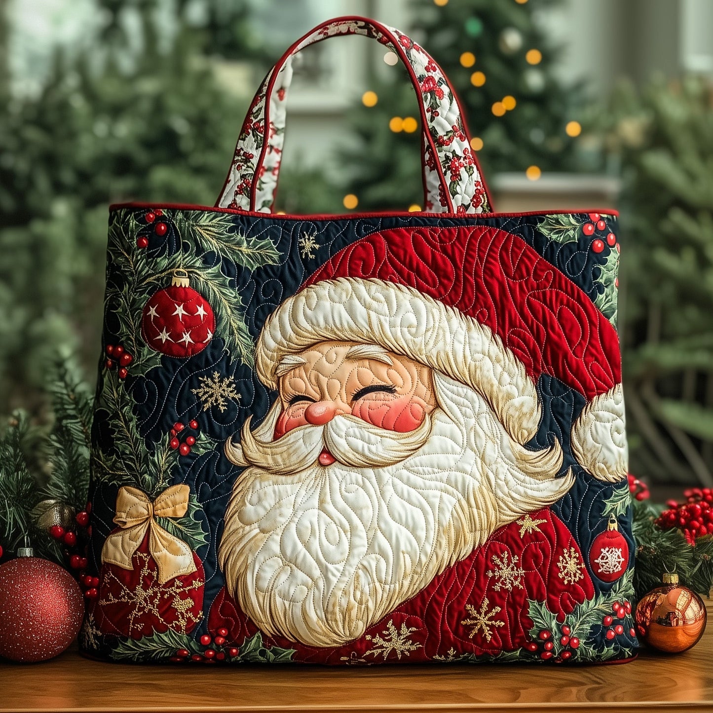 Classic Santa Quilted Tote Bag