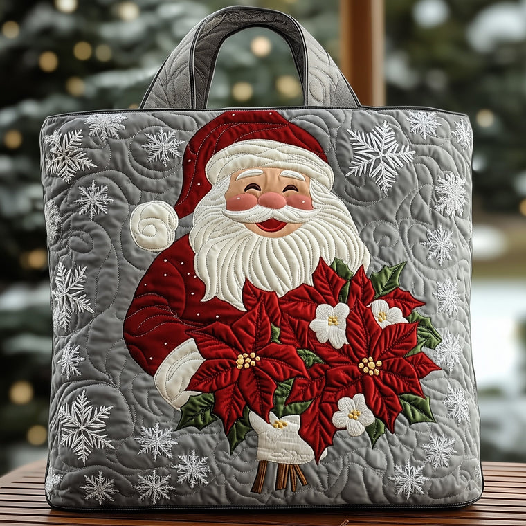 Santa Claus Snowflakes Quilted Tote