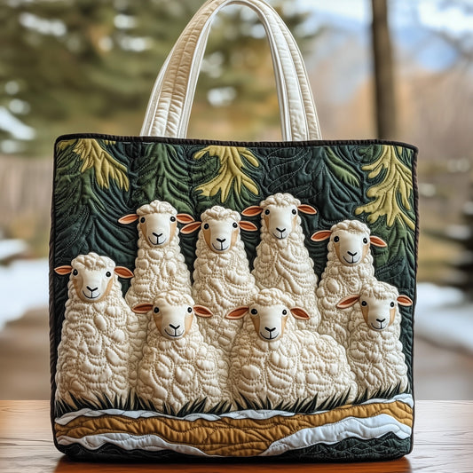 Group Of Sheep Quilted Tote