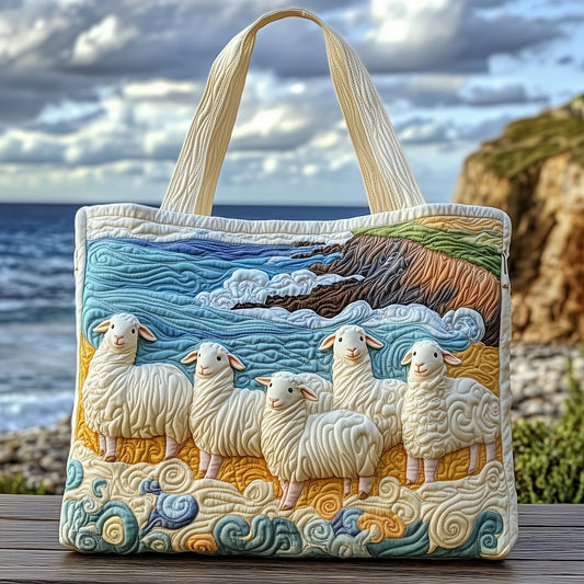 Sheep In Meadow Quilted Tote