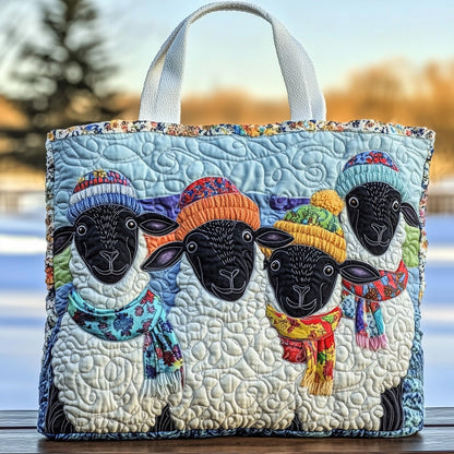 Sheep Wearing Hats Quilted Tote