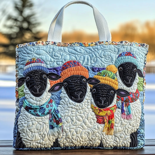 Sheep Wearing Hats Quilted Tote