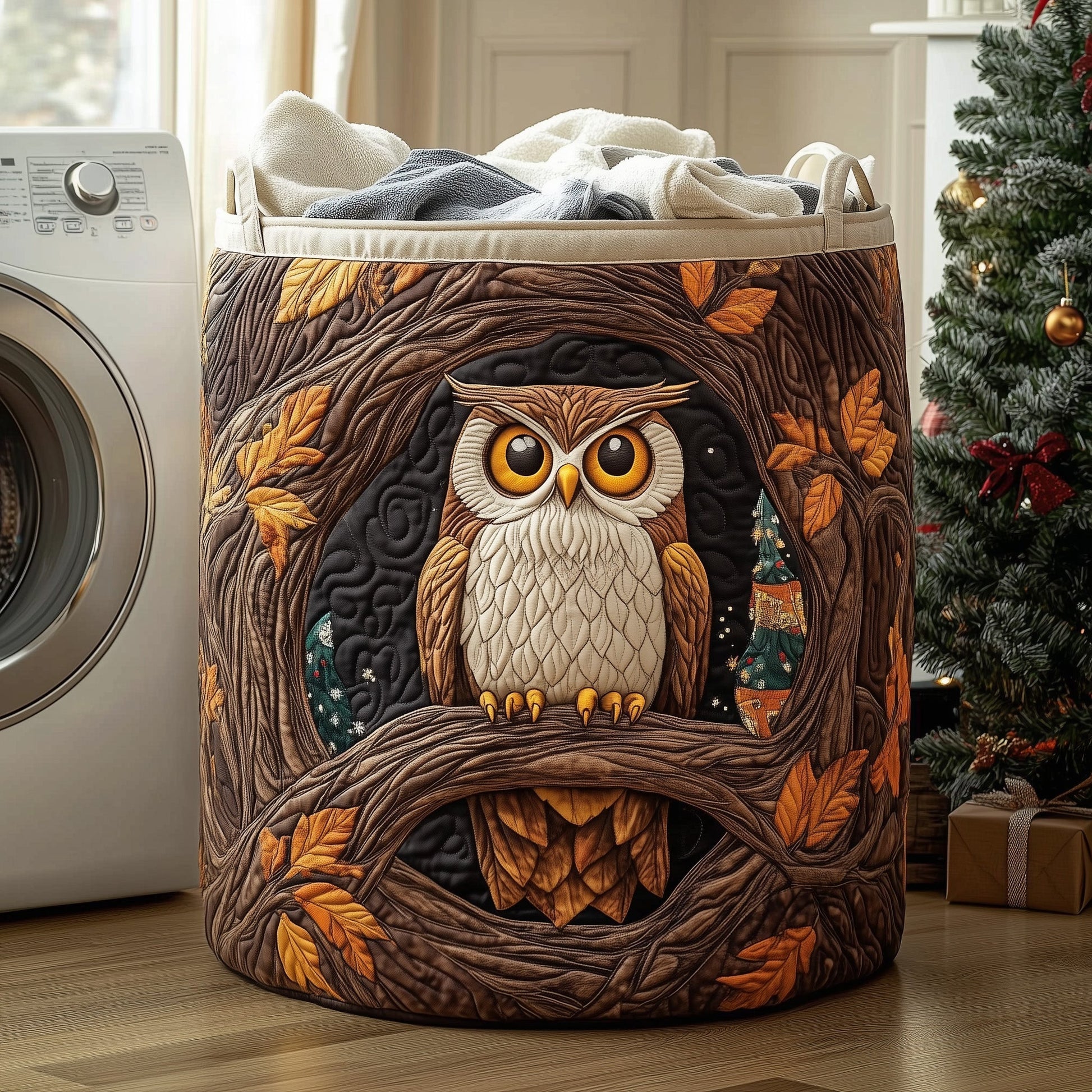 The Mystic Owl Quilted Laundry Basket Tote 0868