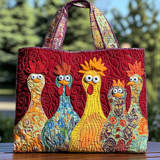 Everyday Funky Chicken Quilted Tote