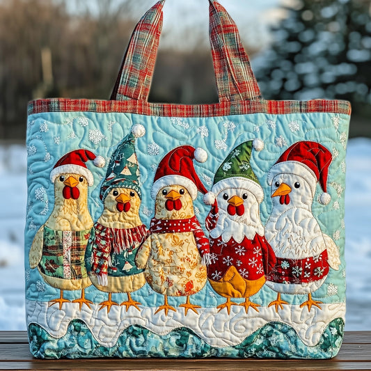 Everyday Holiday Chickens Quilted Tote