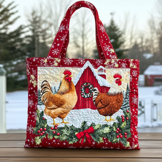 The Festive Rooster Quilted Tote