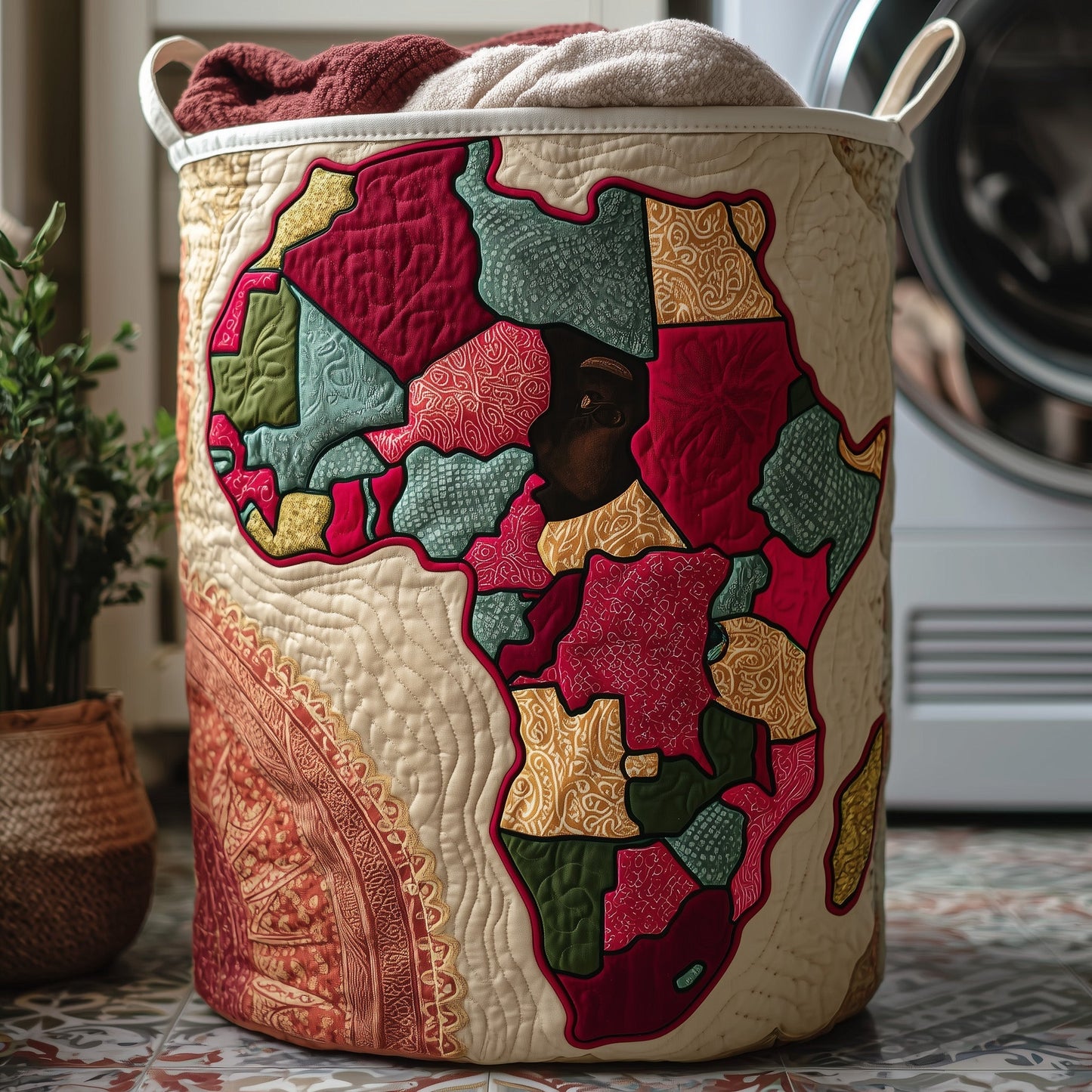 The African Roots Quilted Laundry Basket Tote 1283
