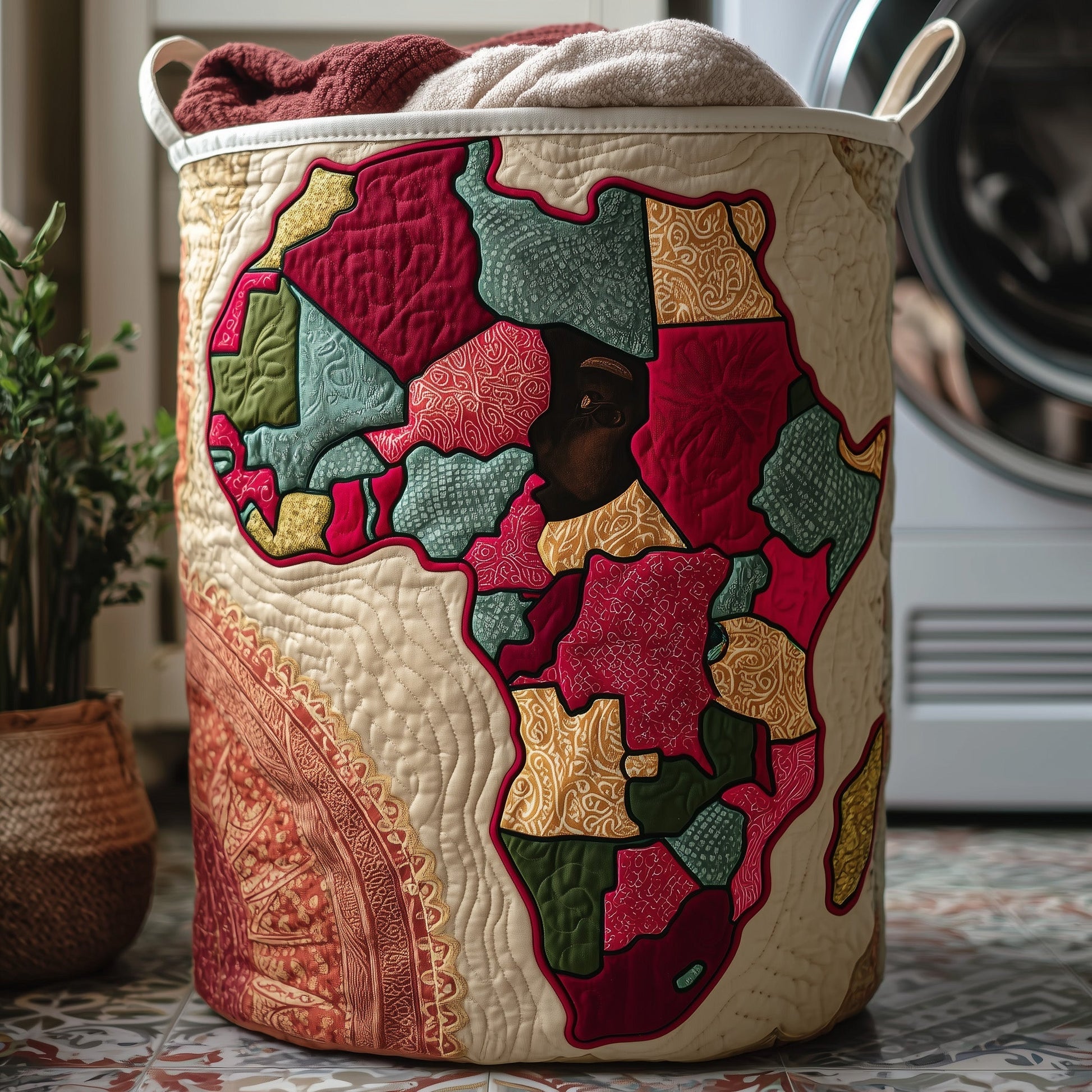 The African Roots Quilted Laundry Basket Tote 1283